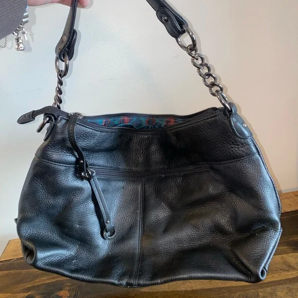 Stone Mountain Black Leather Shoulder Satchel Purse Bag - Picture 3 of 10